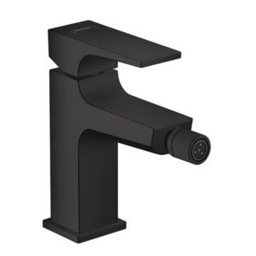 Baterie bideu Hansgrohe Metropol cu ventil Push-Open negru mat