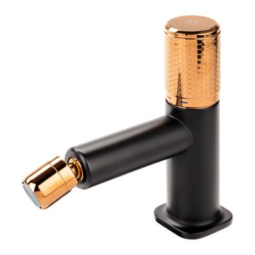 Baterie bideu FDesign Ardesia monocomanda negru - rose gold