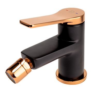 Baterie bideu FDesign Seppia monocomanda negru - rose gold