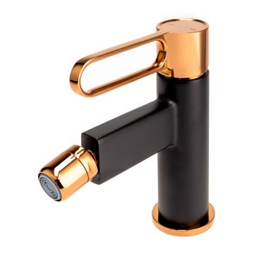 Baterie bideu FDesign Zaffiro monocomanda negru - rose gold
