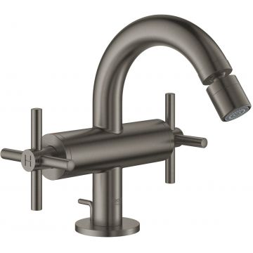 Baterie bideu Grohe Atrio M cu dubla comanda ventil pop-up manere cruce brushed hard graphite