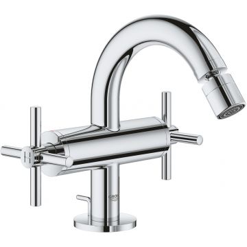 Baterie bideu Grohe Atrio M cu dubla comanda ventil pop-up manere cruce crom