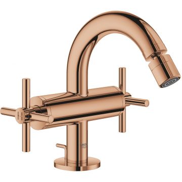 Baterie bideu Grohe Atrio M cu dubla comanda ventil pop-up manere cruce warm sunset