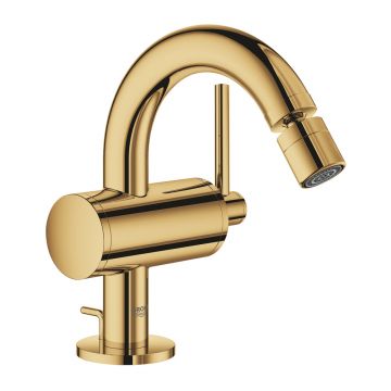 Baterie bideu Grohe Atrio monocomanda auriu lucios Cool Sunrise cu ventil Pop-Up