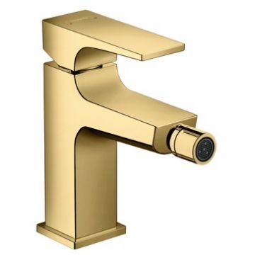 Baterie bideu Hansgrohe Metropol cu ventil push-open gold optic lustruit