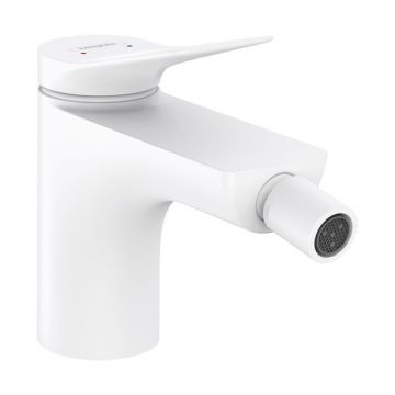 Baterie bideu, Hansgrohe, Vivenis, cu ventil, alb mat