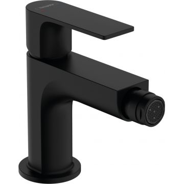 Baterie bideu Hansgrohe Rebris E EcoSmart  ventil metalic pop-up  negru mat