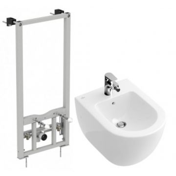 Set bideu Villeroy & Boch Subway suspendat + cadru bideu incastrat Ideal Standard - Montaj suspendat