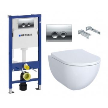 Set vas Wc Geberit Acanto cu capac soft-close si rezervor incastrat Delta - Montaj suspendat