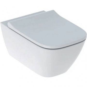 Set vas Wc Geberit Smyle Square Rimfree suspendat cu capac soft-close wrap over - Montaj suspendat