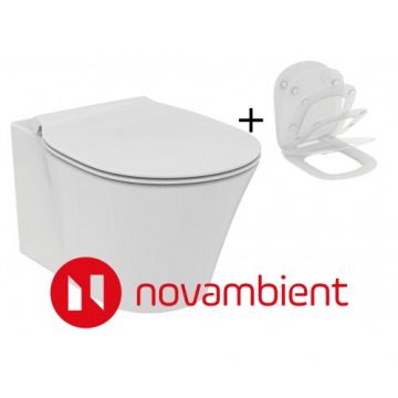 Set vas Wc Ideal Standard Connect Air Aquablade + capac Connect Air slim cu inchidere lenta - Montaj suspendat Set vas Wc Ideal Standard Connect Air Aquablade + capac Connect Air slim cu inchidere lenta - Montaj suspendat