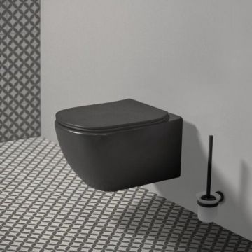 Set vas Wc Ideal Standard Tesi Aquablade suspendat cu capac soft-close slim, negru - Montaj suspendat