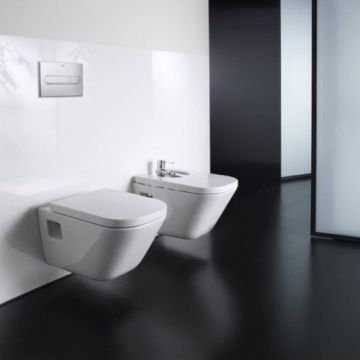 Set vas wc Roca The Gap cu bideu suspendat si capac wc, alb - Culoare Alb pal