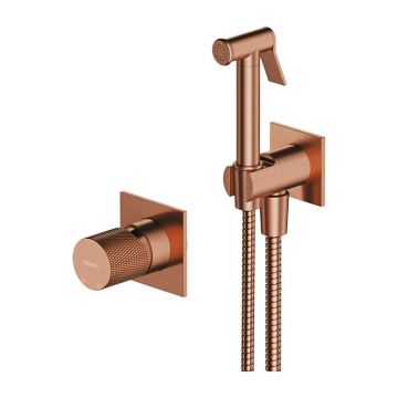 Baterie bideu incastrata Omnires Contour cu dus igienic finisaj cupru periat