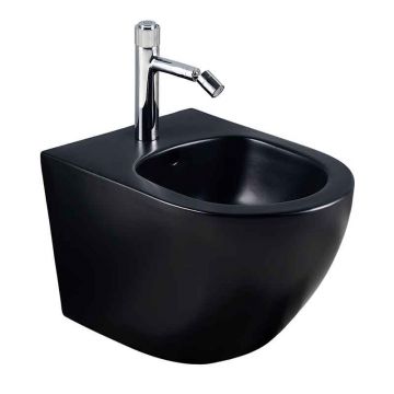 Bideu suspendat Fluminia, Ricci, cu fixare ascunsa, 36 x 49 cm, negru mat