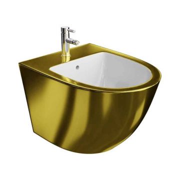 Bideu suspendat Spectrum, Trendi Slim, cu fixare ascunsă, 36.5 x 49 cm, auriu-alb