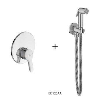 Dus igienic cu baterie Alpha Ideal Standard cu agatatoare, para, furtun si baterie incastrata