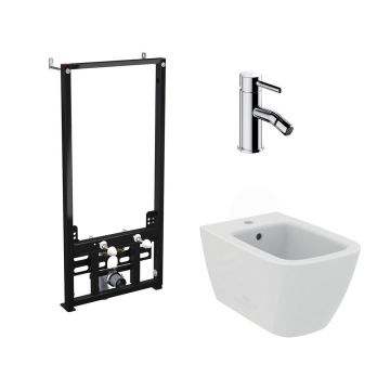 Pachet rama instalare Alca, bideu suspendat alb Ideal Standard I.life B si baterie bideu Omnires Y crom