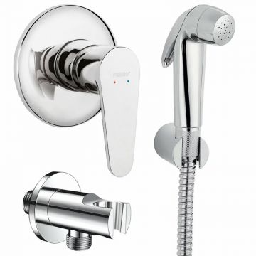 Set de dus igienic, Ferro, Algeo, cu baterie ingropata, crom