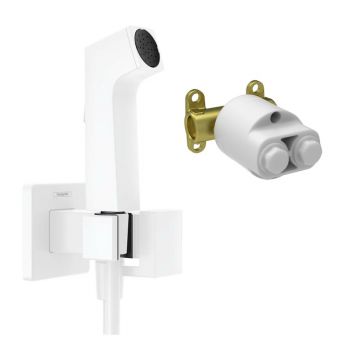 Set dus igienic cu corp ingropat Hansgrohe Bidette E EcoSmart 1 jet alb mat
