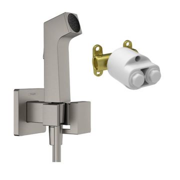 Set dus igienic cu corp ingropat Hansgrohe Bidette E EcoSmart 1 jet negru-crom periat