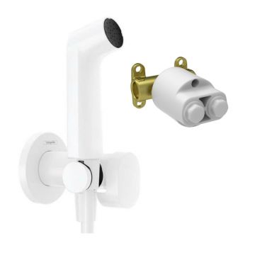 Set dus igienic cu corp ingropat Hansgrohe Bidette S EcoSmart 1 jet alb mat
