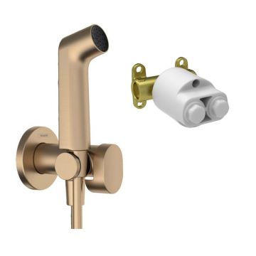 Set dus igienic cu corp ingropat Hansgrohe Bidette S EcoSmart 1 jet bronz periat
