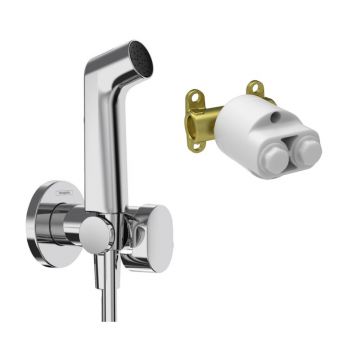 Set dus igienic cu corp ingropat Hansgrohe Bidette S EcoSmart 1 jet crom lucios