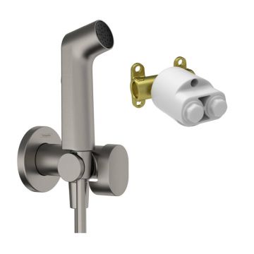 Set dus igienic cu corp ingropat Hansgrohe Bidette S EcoSmart 1 jet negru-crom periat