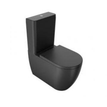 Set vas wc Sanycces Arc stativ cu rezervor si capac cu inchidere lenta, negru mat - Culoare Negru