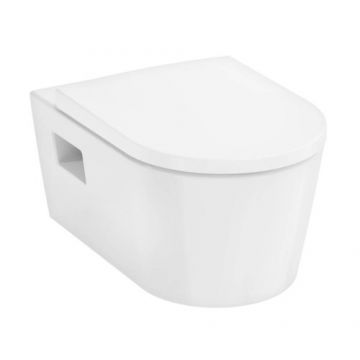 Set vas wc suspendat Hansgrohe EluPura Original S Aquachannel si capac softclose alb - Culoare Alb pal